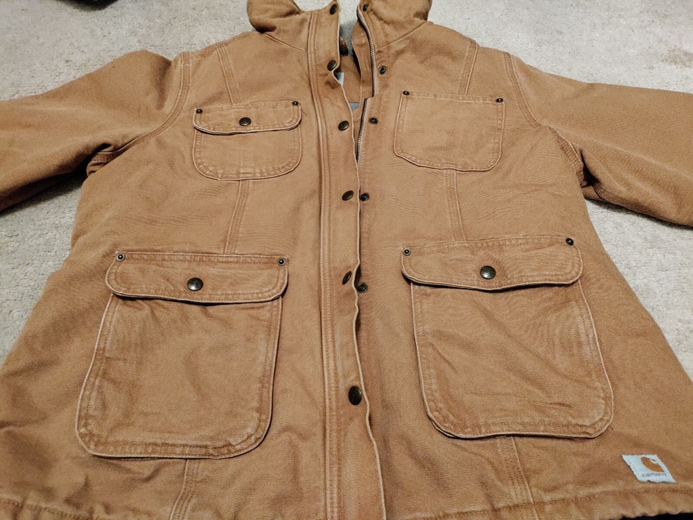 Carhartt Distressed Duck Work Jacket XL Brown Camel No Hood 14806