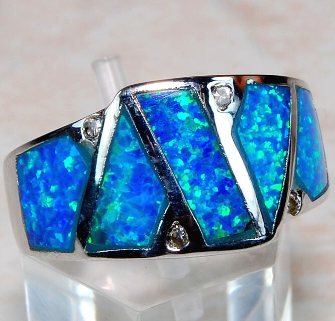 Australian Opal Topaz 925 Sterling Silver Ring Size 6 TD3 Jewelry