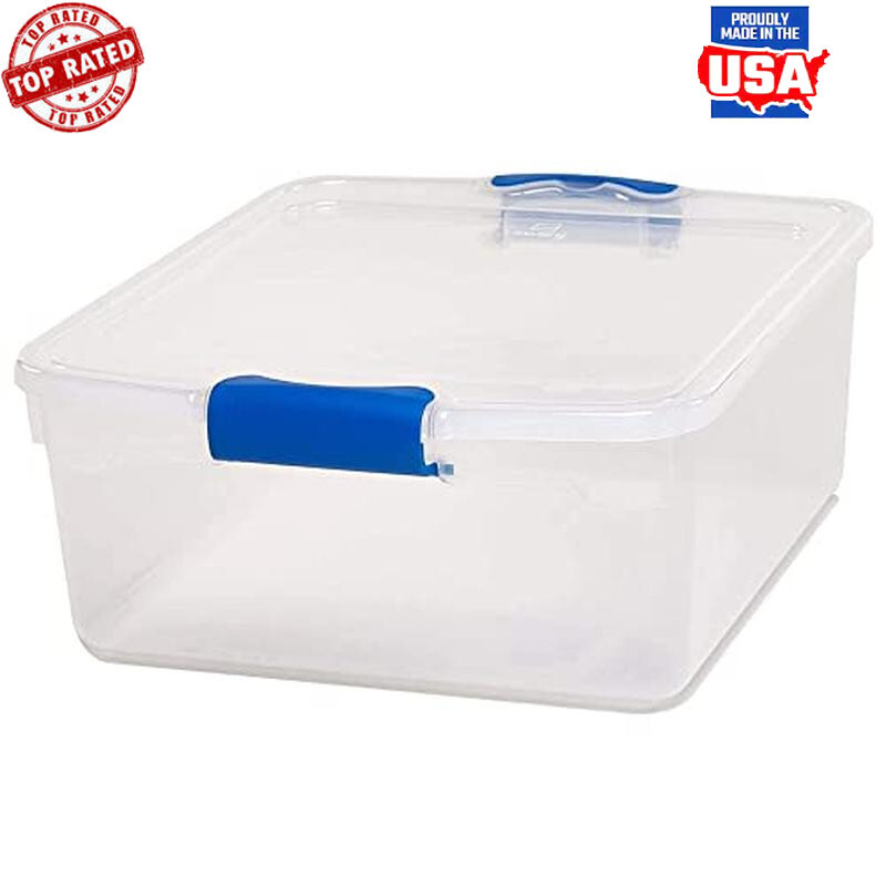 8-Pack Clear Heavy Duty Stackable Storage Bins with Lids