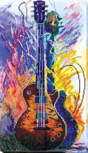 Bead embroidery kit Guitars Sounds needlework kit Art canvas beadwork pattern