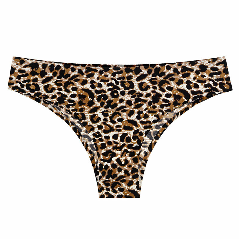 Ice Silk Sexy Animal Print Women Underwear Leopard Thong Low-Rise Seamless Panty