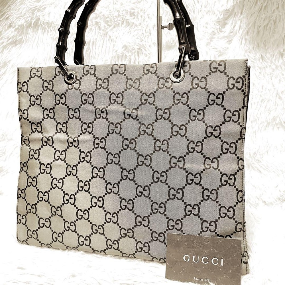 Gucci Bamboo GG Canvas A4 Tote Shoulder Bag New