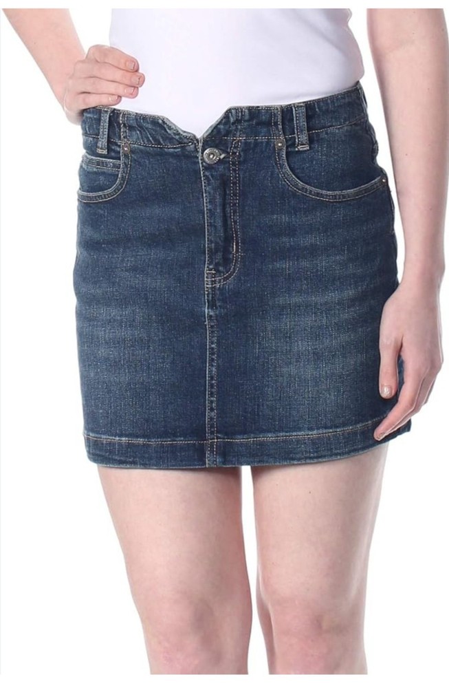 Free People Blue Denim Mini Skirt Size 28 Washed Vintage Style
