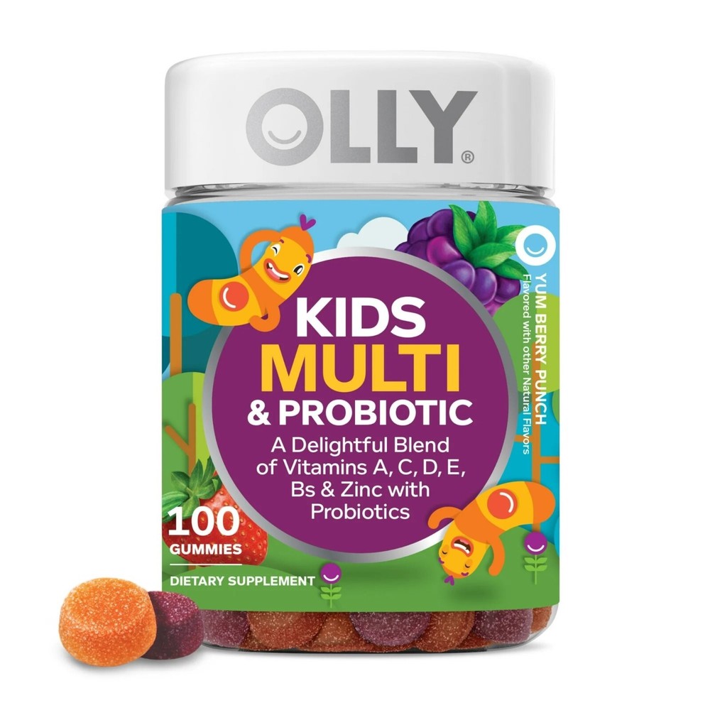 OLLY Kids Multivitamin & Probiotic Gummy, Zinc, Berry Flavor,100 Ct