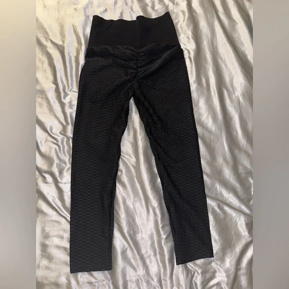 Sheswaisted Black Tummy Control Gym Leggings for Workout Shapewear