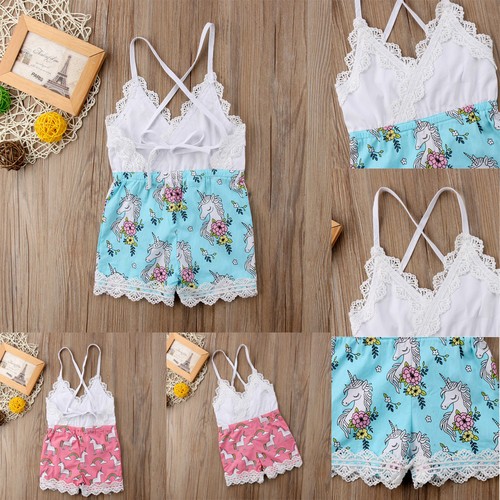 Newborn Baby Girls Jumpsuit Romper Floral Straps Summer Clothes Outfits