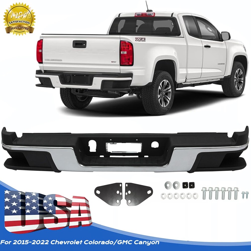 Complete Steel Rear Step Bumper For 2015-2022 Chevy Colorado & GMC Canyon Chrome