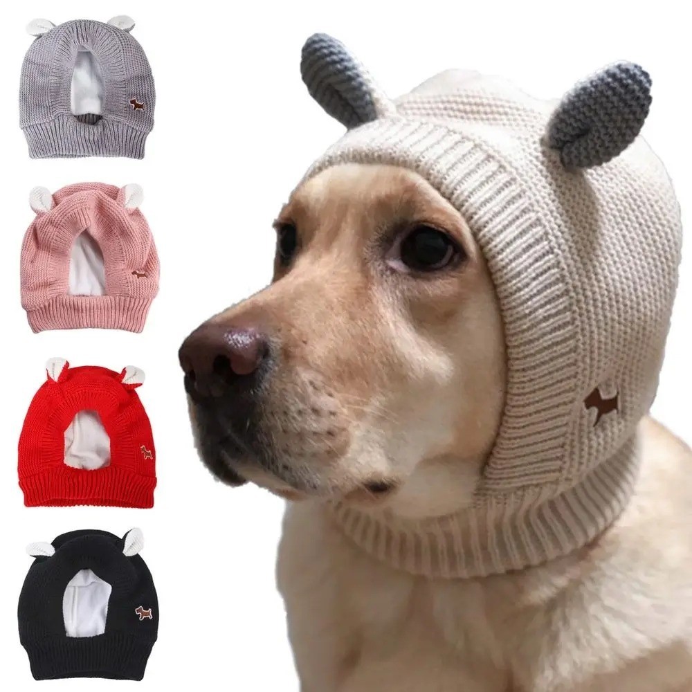 Dog Ear Muffs Noise Protection Knitted Hat Winter Warm Pet Earmuffs