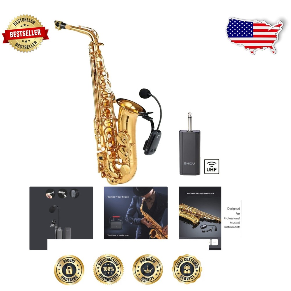 Professional UHF Wireless Microphone for Saxophone & Instruments with Receiver