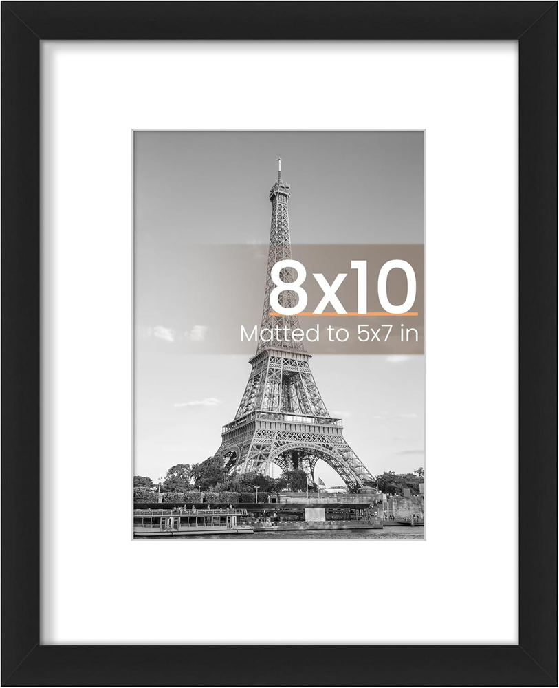 8X10 Picture Frame, Display Pictures 5X7 with Mat or 8X10 without Mat, Wall Hang