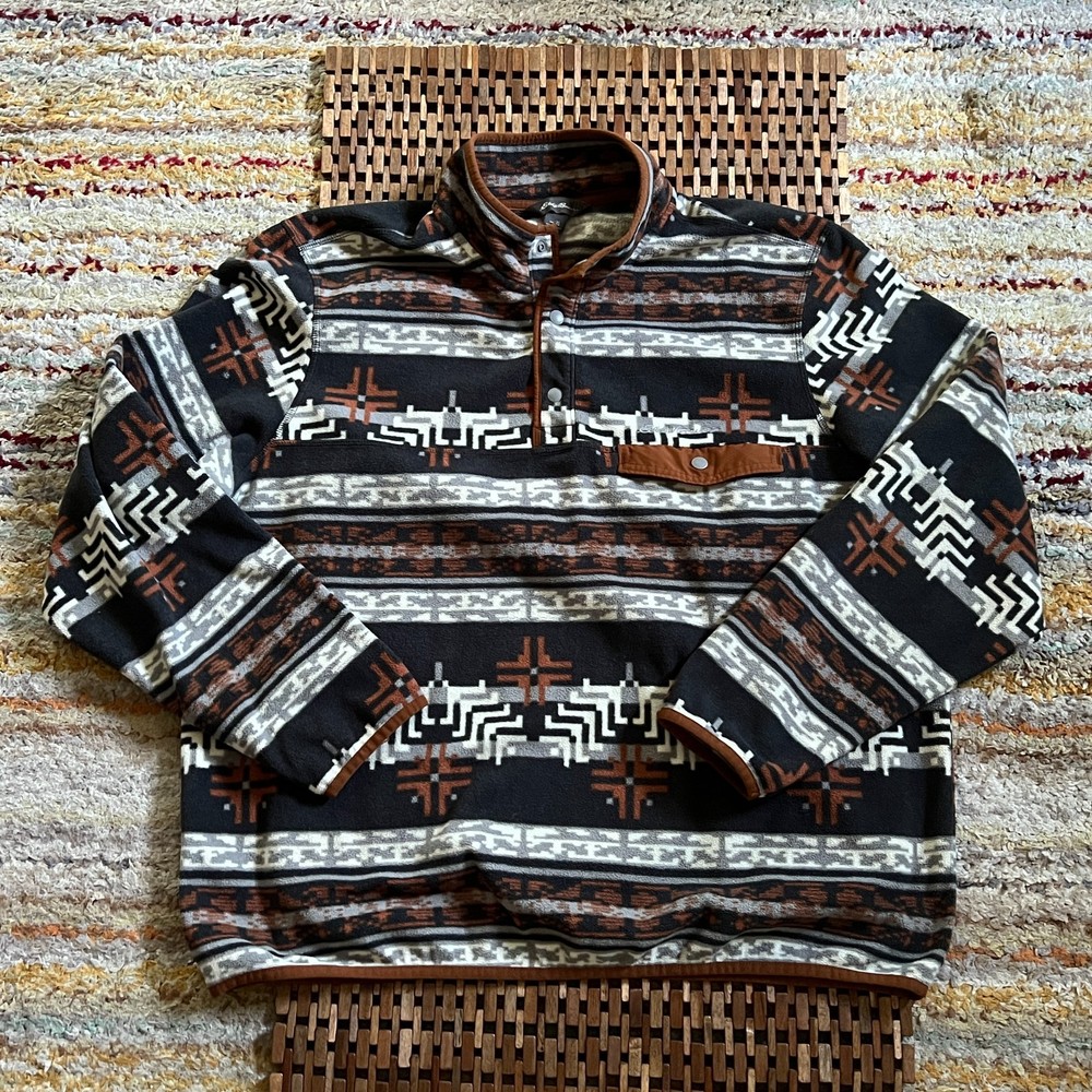 Eddie Bauer Aztec Snap Fleece Pullover Sweater  Jacket Men's Size XL