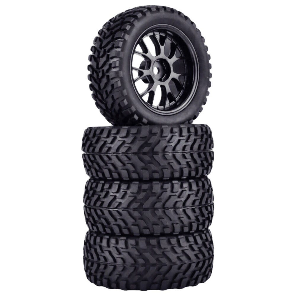 4Pcs 75mm Rubber Rally Car Wheel Rim&Tires Hex For HSP HPI 1:10 RC Racing Car