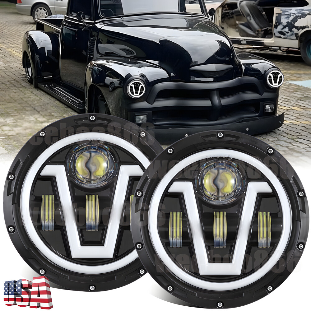 2x 7-inch DOT LED Headlights High Low Beam for Chevy C10 C20 Pickup