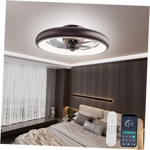 20-Inch Bladeless Flush Mount Ceiling Fan with Light and Updated DC Motor