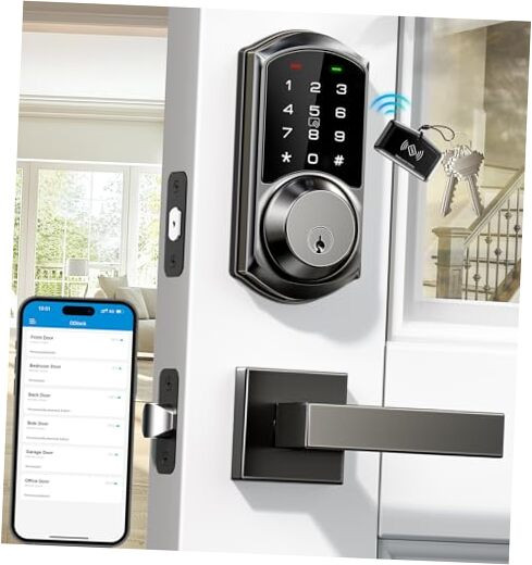 Smart Keyless Entry Door Lock with App Control and 2 Lever Handle Set