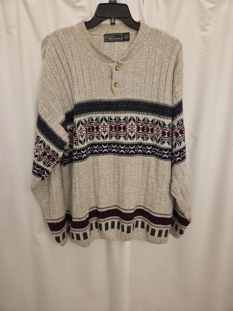 Vintage 90s CROFT & BARROW USA Made Knit Pullover Sweater in Mens Size XL