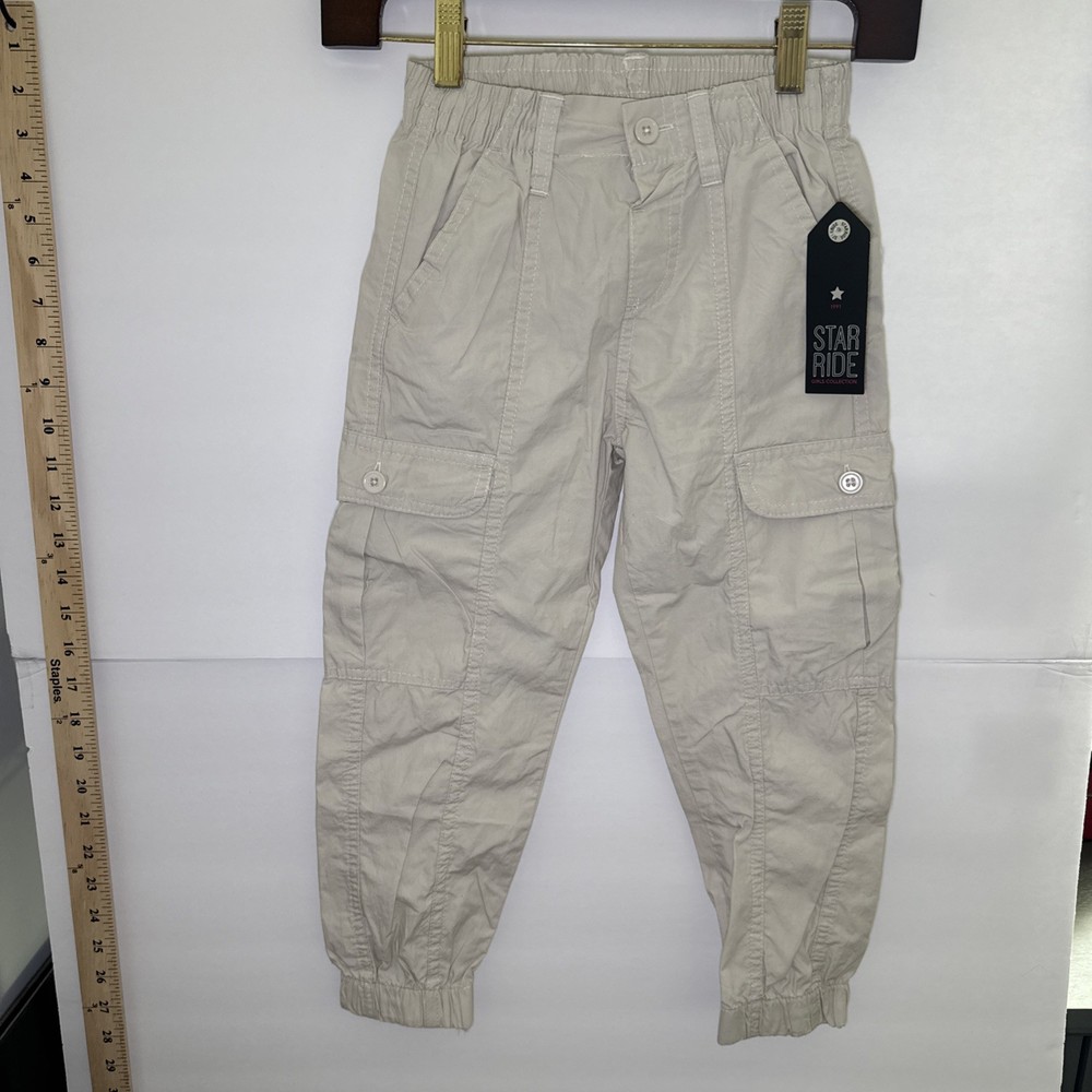 NWT Star Ride Cargo Parachute Pants Tan Girls Size 5/6 Medium
