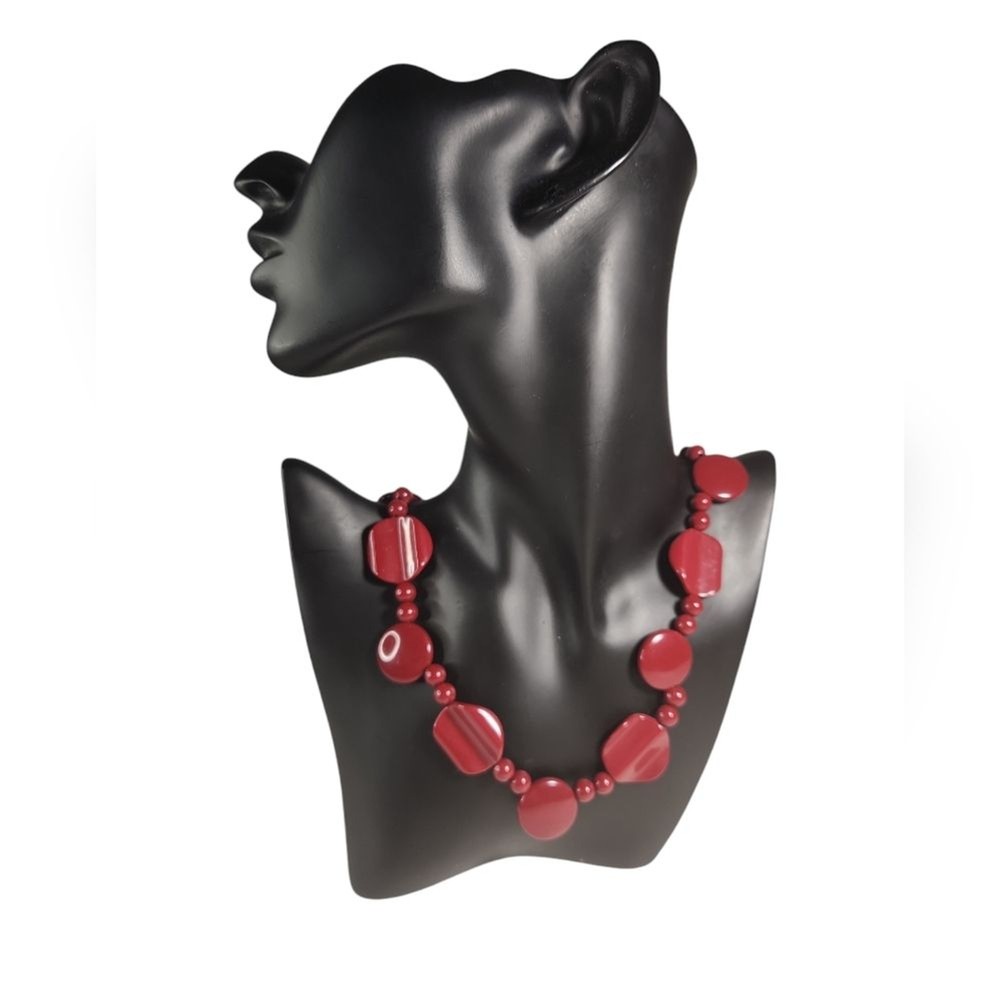 EUC Vintage 80's PLASTIC Disc Beaded Necklace RETRO VINTAGE FASHION JEWELRY