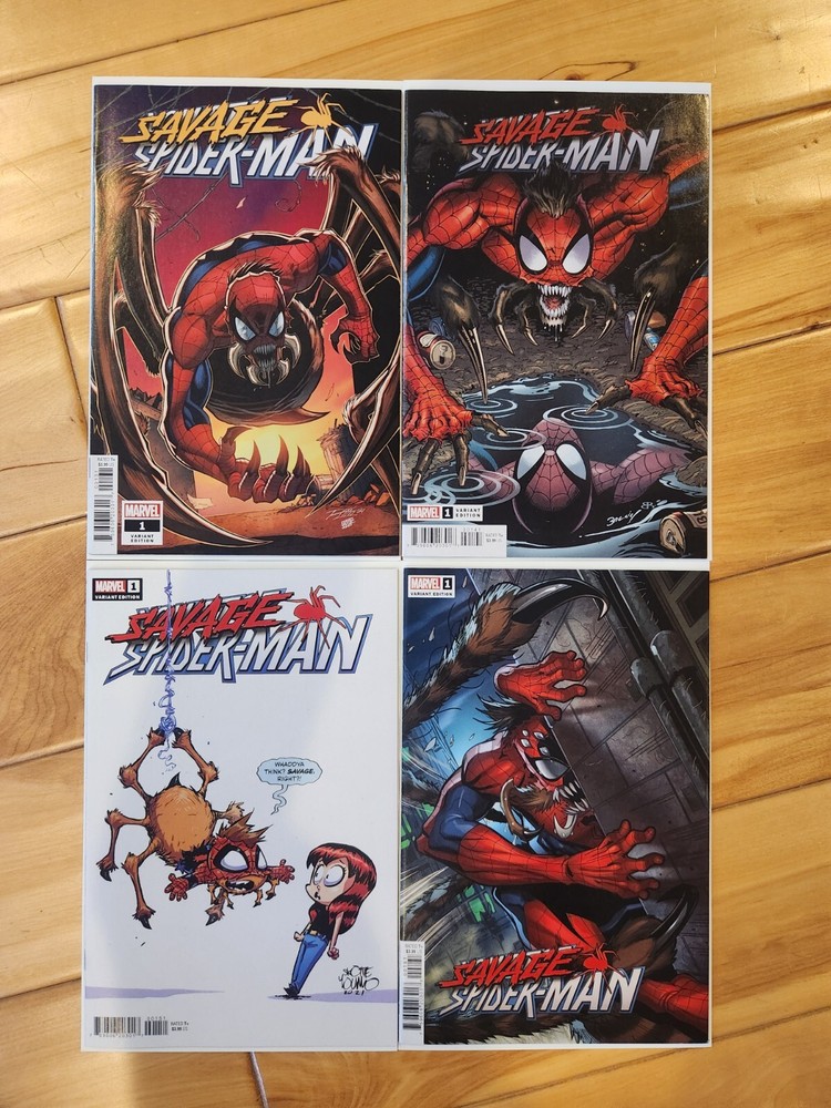 2022 SAVAGE SPIDER-MAN #1 C, D, E, F: LIM, BAGLEY, YOUNG, LUBERA VARIANTS. NM.