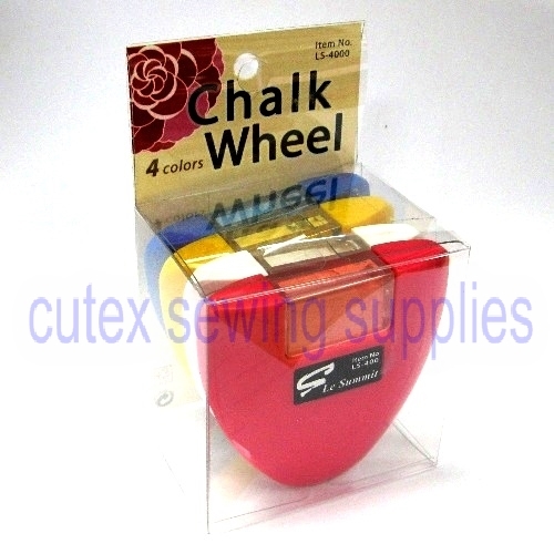 Chalk Wheel - Blue, Red, White, Yellow Four Color Set Fabric Markers