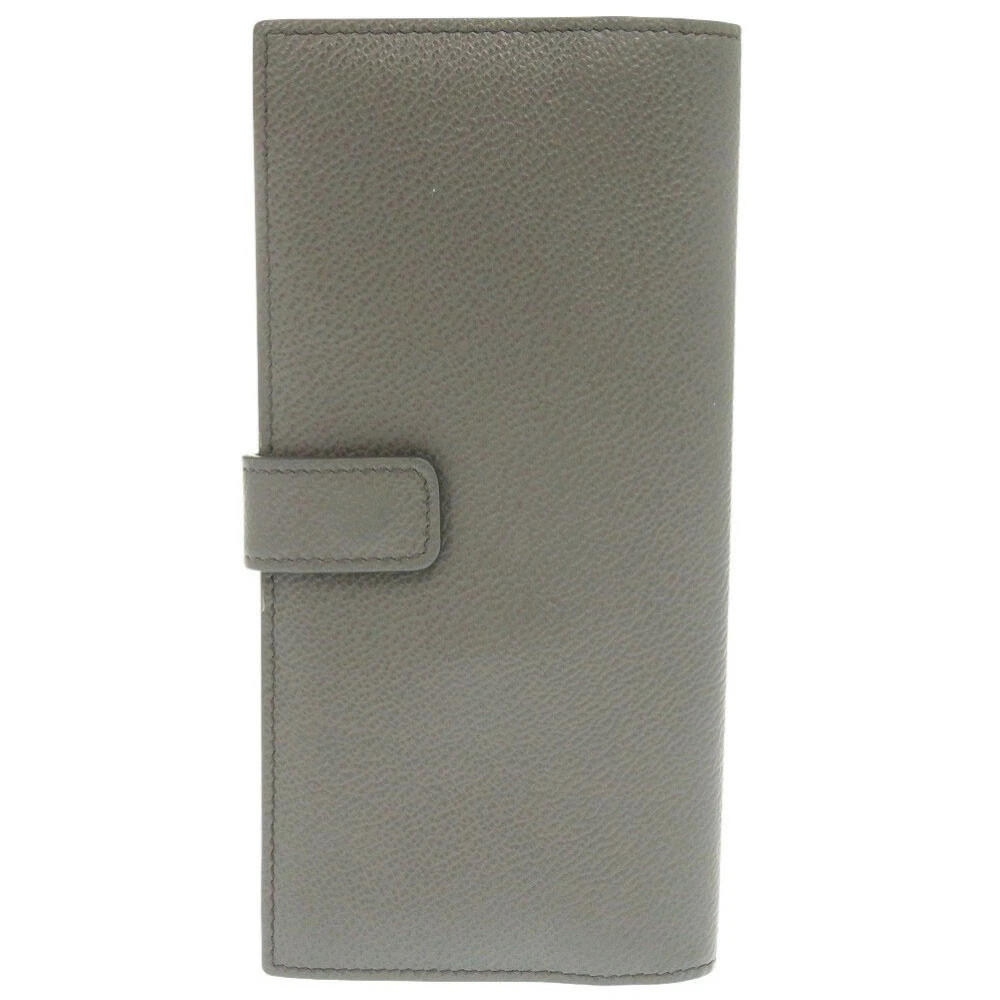 PRADA Gray Leather Bifold Long Wallet with Snap Button for Men Made in Italy