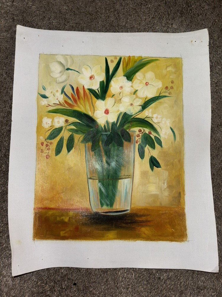 Bouquet Of Flowers Real Oil Painting On Canvas 11”x9”