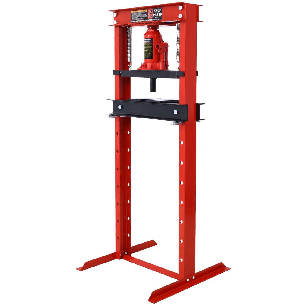 Hydraulic Shop Press,12-Ton Capacity,Floor Mount,w/Press Plates,H-Frame Garage F