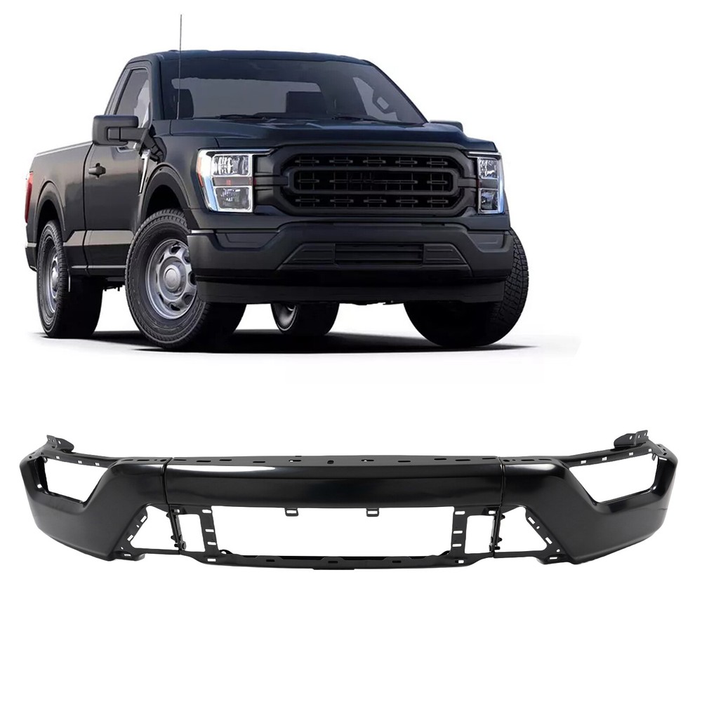 Steel Front Bumper Face Bar For 2021-2023 Ford F-150 F150 Truck Pickup Black SET