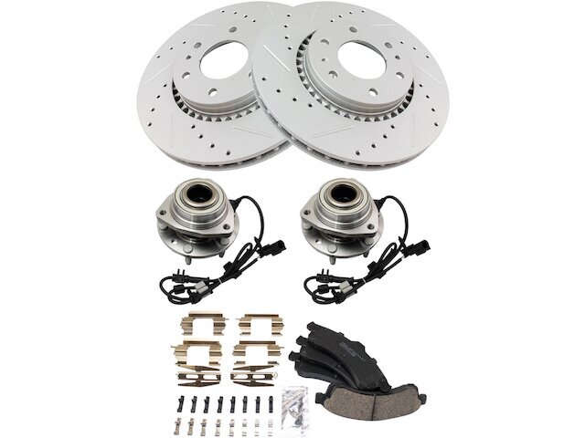 TRQ Front Brake Pad Rotor & Wheel Hub Kit for 2003-2005 Chevy SSR 17DWYG