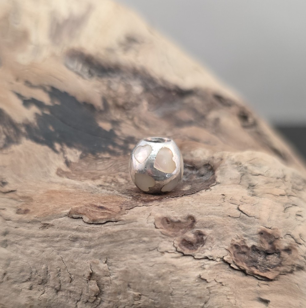 PANDORA Sterling Silver 925 ALE Mother of Pearl Hearts Charm