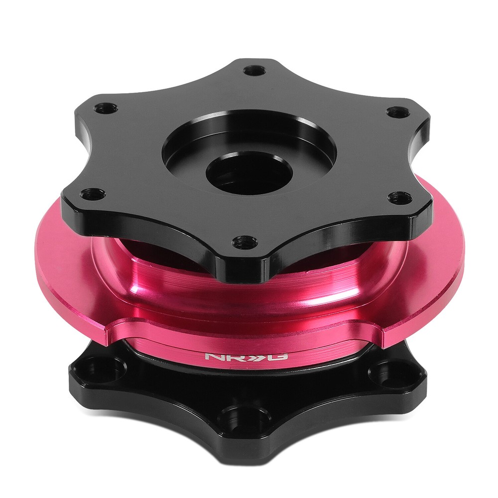 NRG SFI 42.1 D-Shaped Black Pink Steering Wheel Quick Release Adapter