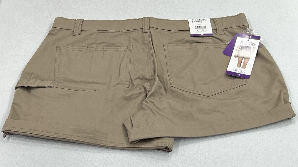 Boston Traders Women's Roll Cuff Shorts, Tan, Size 14