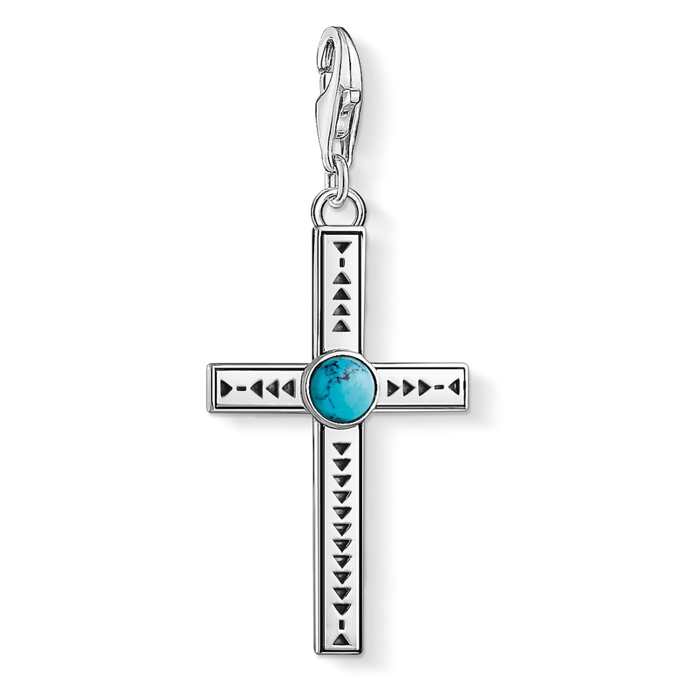 Thomas Sabo Jewellery Charm Pendant Cross Turquoise 1677-878-17