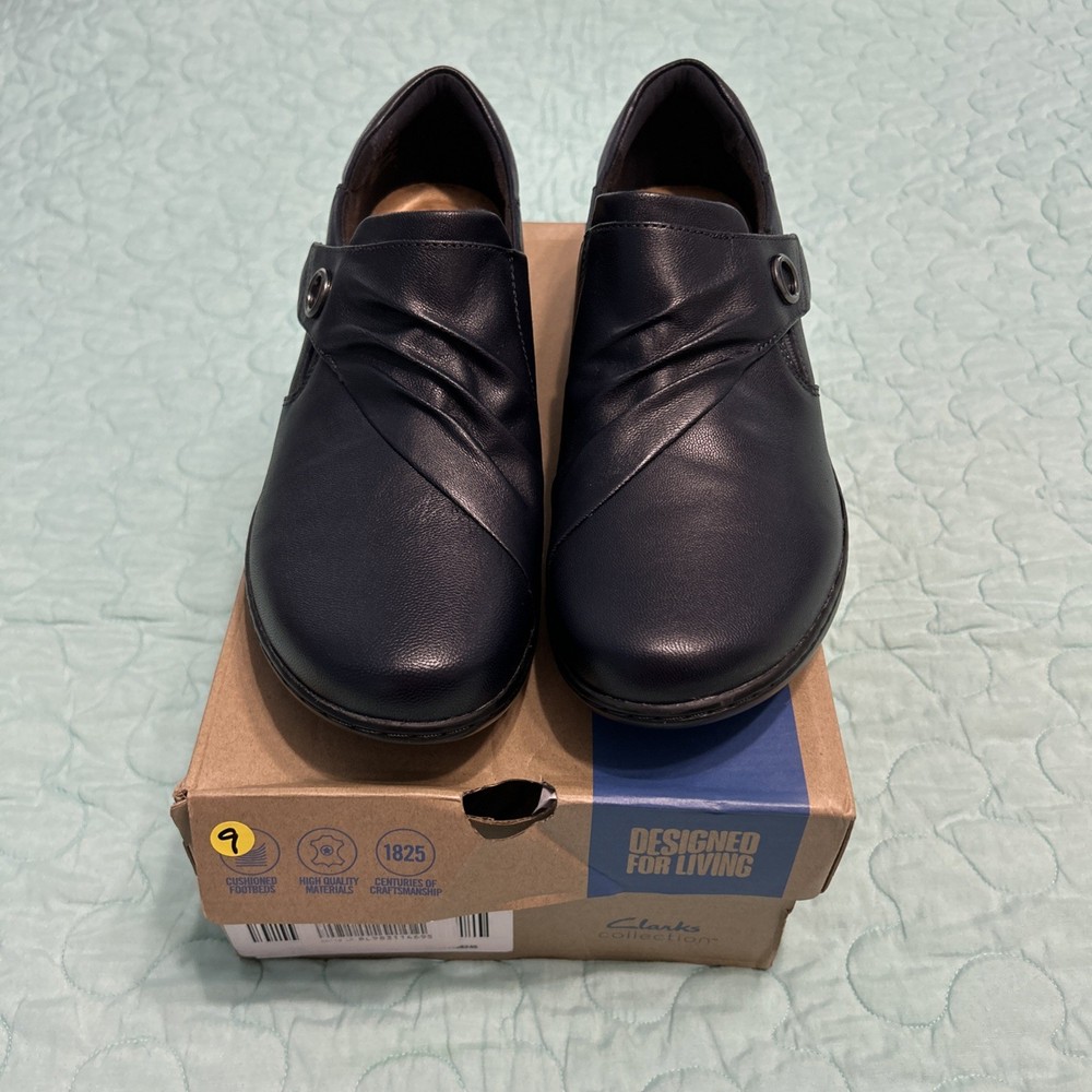 New! Clark’s Women’s Navy Blue Cora Aubrie Slip-On Shoes/Loafers, Size 12