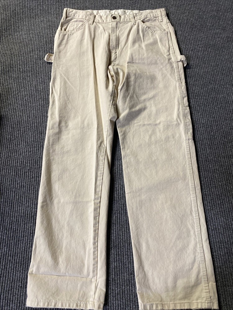 Dickies Mens 36x34 Off White Straight Fit Stretch Work Pants with Hammer Loop