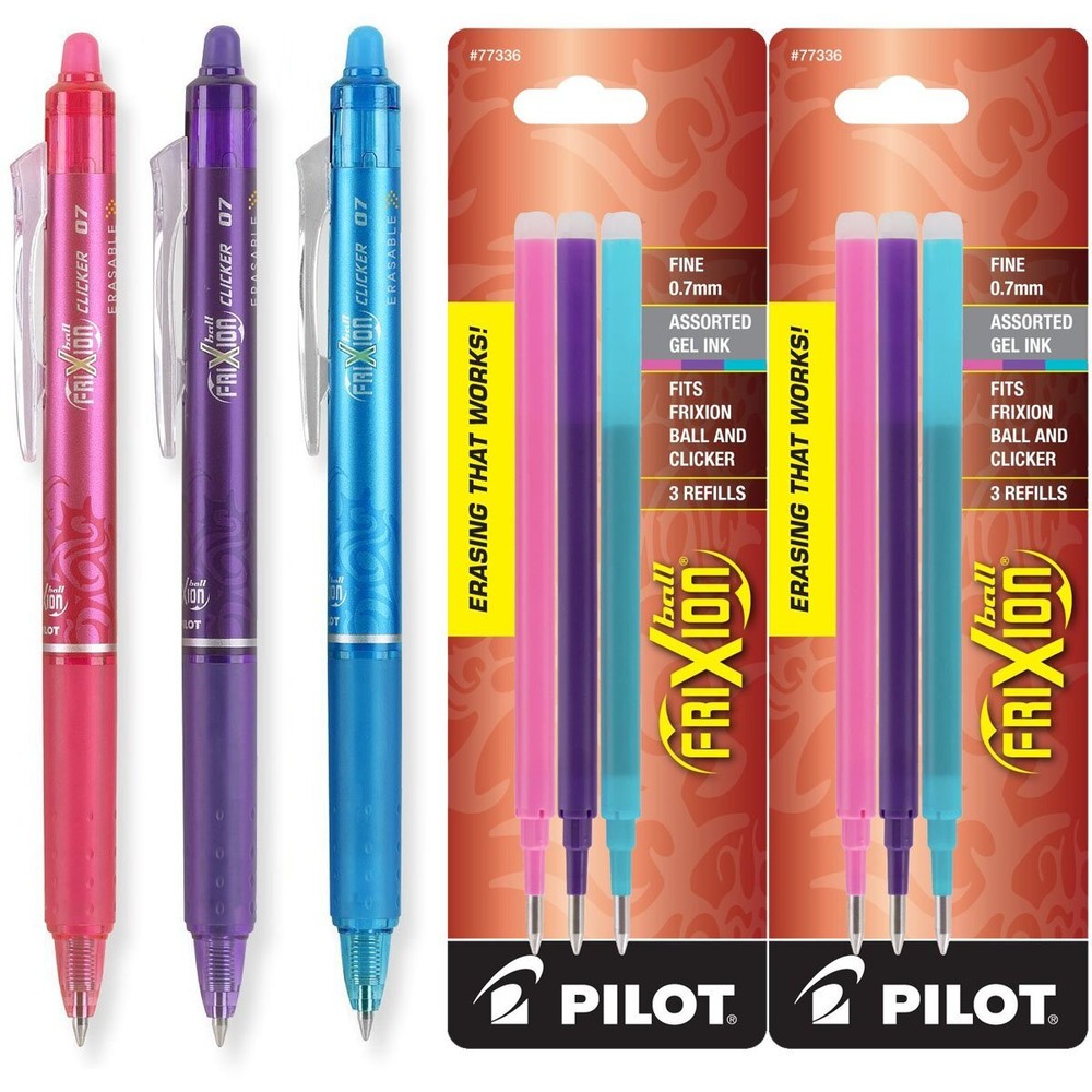 Pilot FriXion Clicker Retractable Erasable Gel Ink Pens, Fine Point, 0.7mm, A...