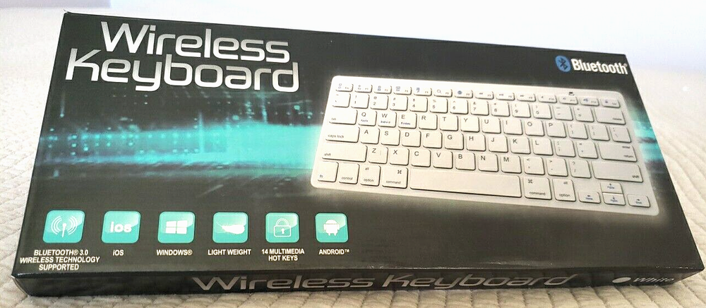 Slim Keyboard for PC iOS iPads Android Mac Wireless Bluetooth White NEW