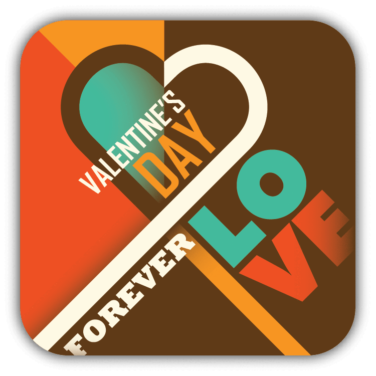 Happy Valentine's Day Forever Love Stylish Retro Emblem Car Bumper Sticker Decal