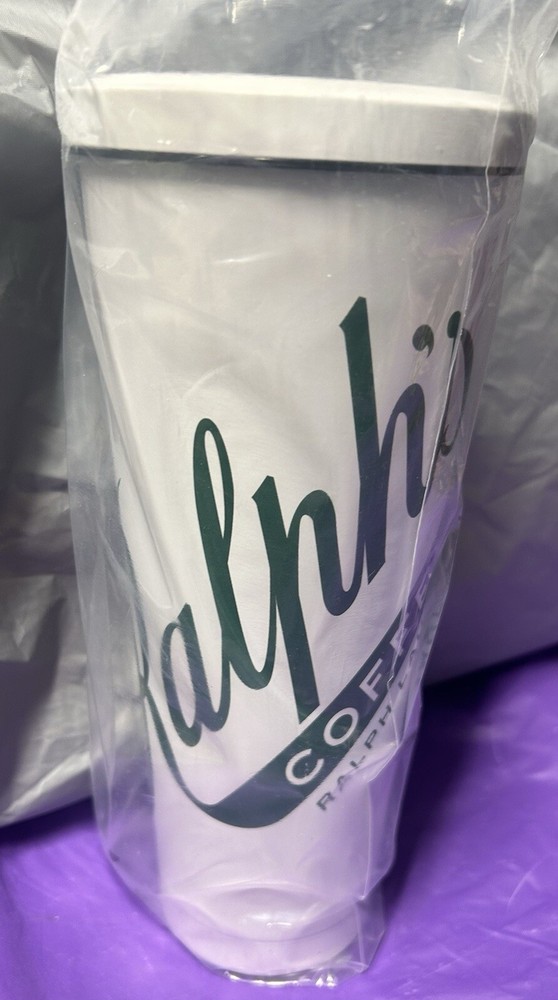 Ralph Lauren Coffee Tumbler with Straw Insulated Travel Cup New Rare