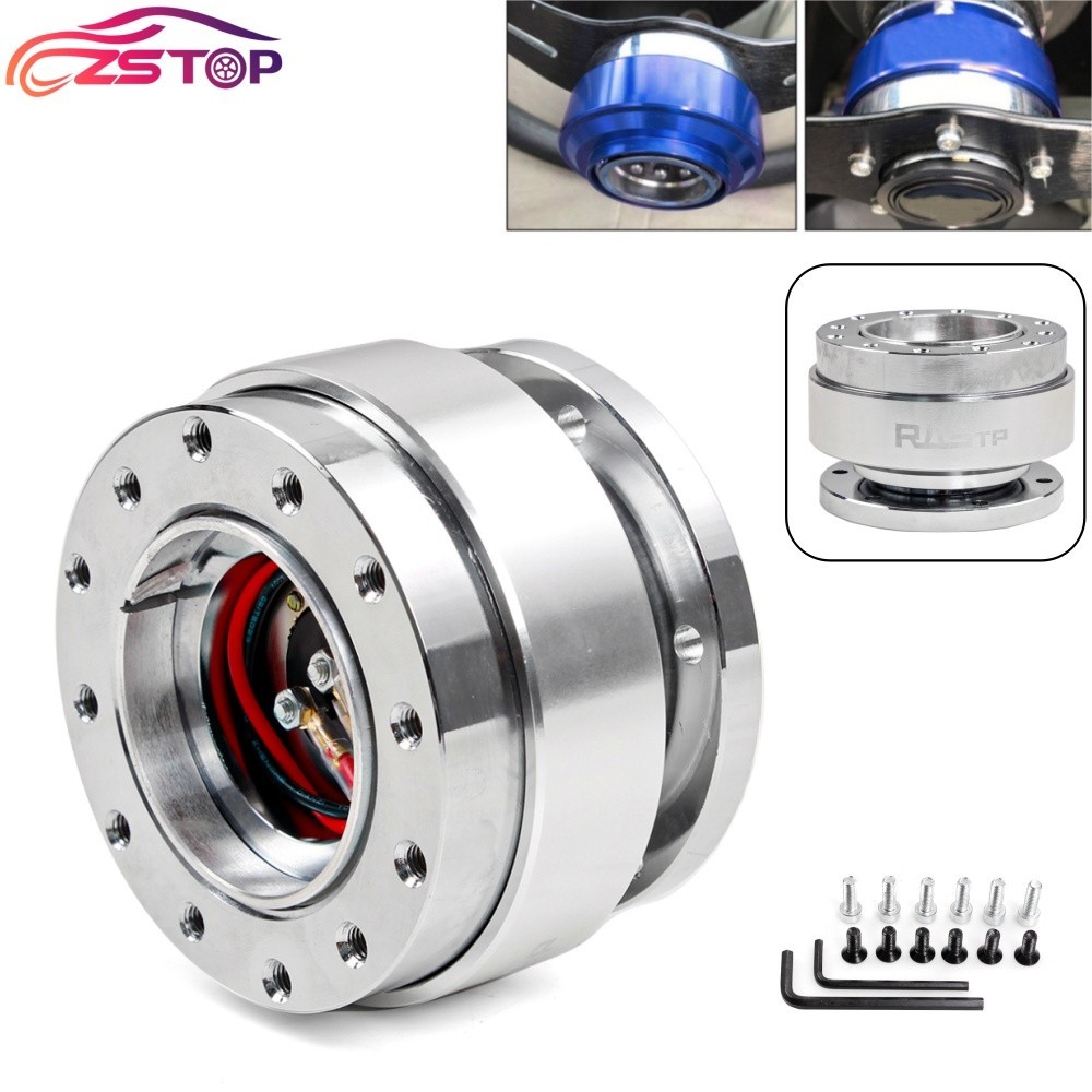 Silver Steering Wheel Quick Release Hub Adapter Snap Off Boss Kit 6 Holes