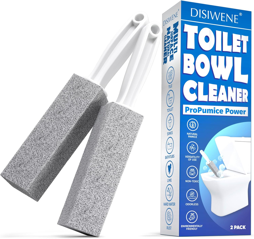DISIWENE Pumice Cleaning Stone with Handle Toilet Bowl Cleaner Hard Water Ring R