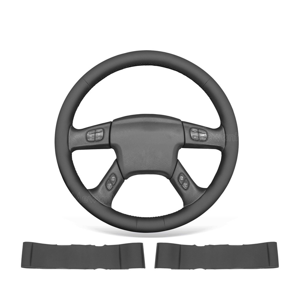 Custom Hand-Stitched PU Leather Steering Wheel Cover for Chevy Silverado 2003-2007