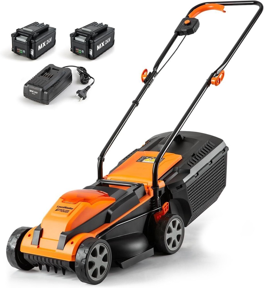 24V MAX Cordless 13-Inch Lawn Mower with 5 Height Settings 2 Batteries and Charger