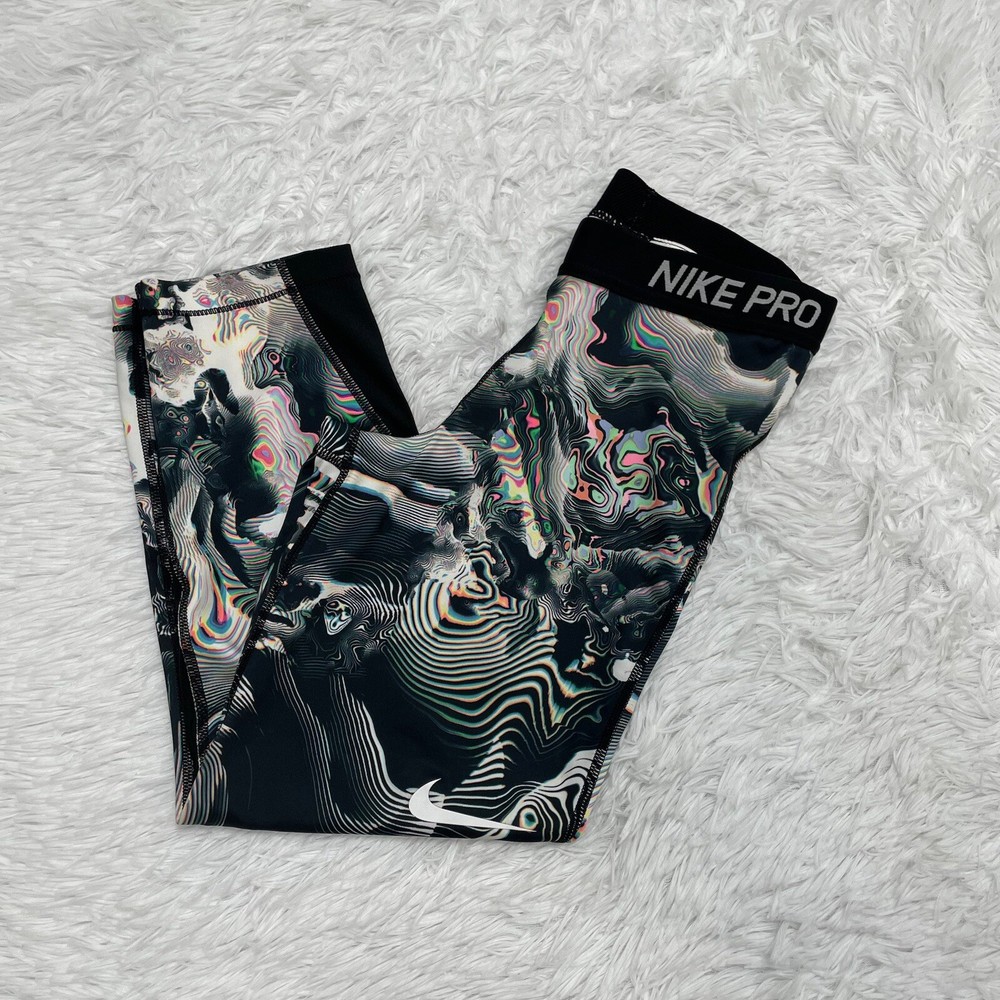 Nike Pro Dri-Fit Womens High-Rise Printed Crop Leggings Size S Small