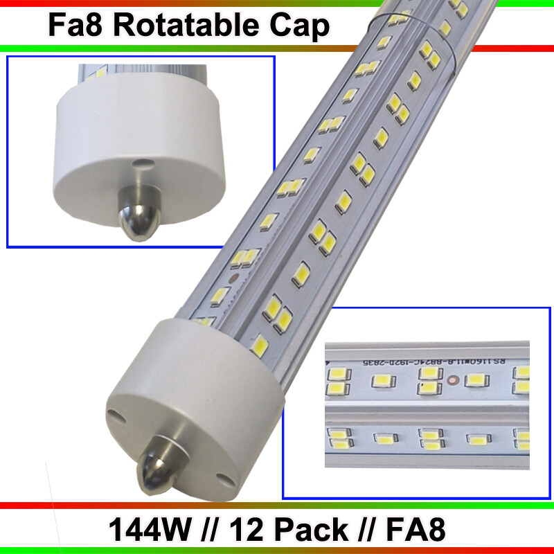 12-Pack 8FT 144W T8 LED Tube Lights 6500K Daylight Single Pin Shop Bulbs