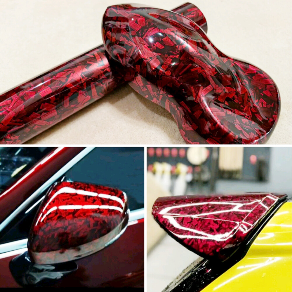 Gloss Forged Carbon Fiber Vinyl Wrap Film 20x152CM Air Release Sticker Sheet