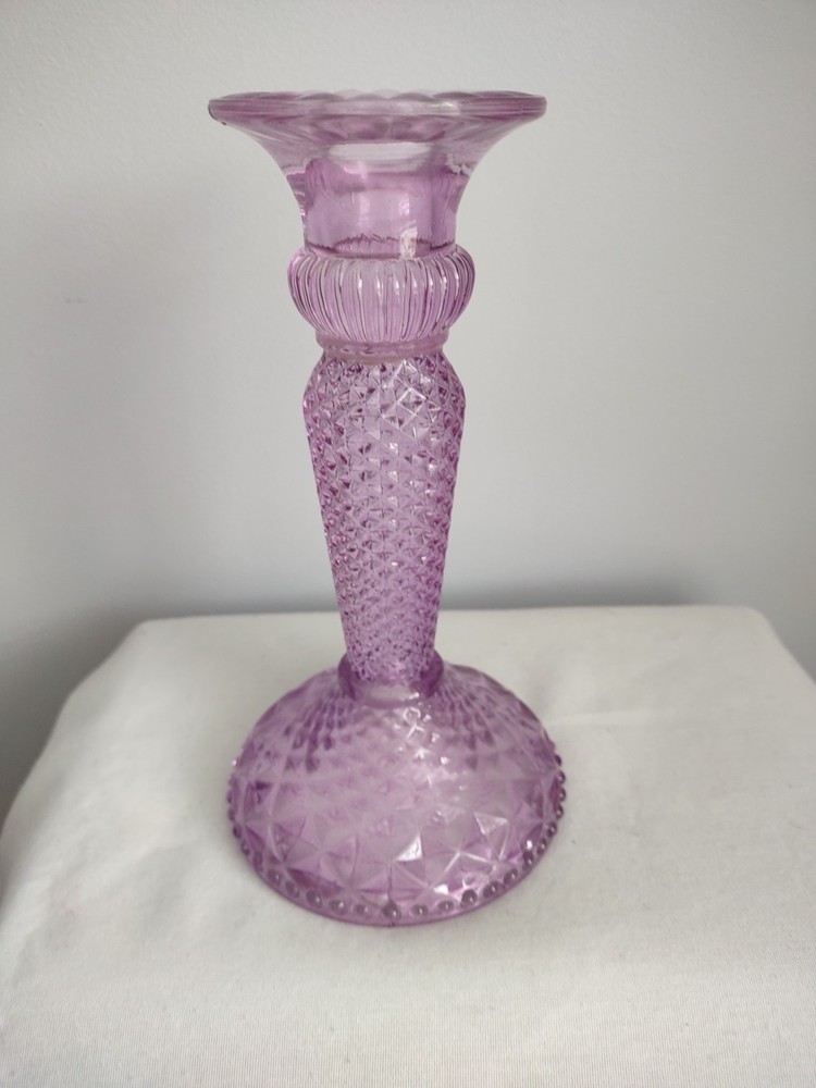Violet Glass Pillar Candle Holder for Home Decor