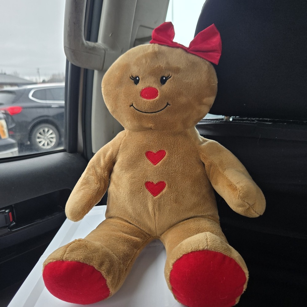 Gingerbread Girl Plush with Red Bow Hearts Christmas Build A Bear 2017