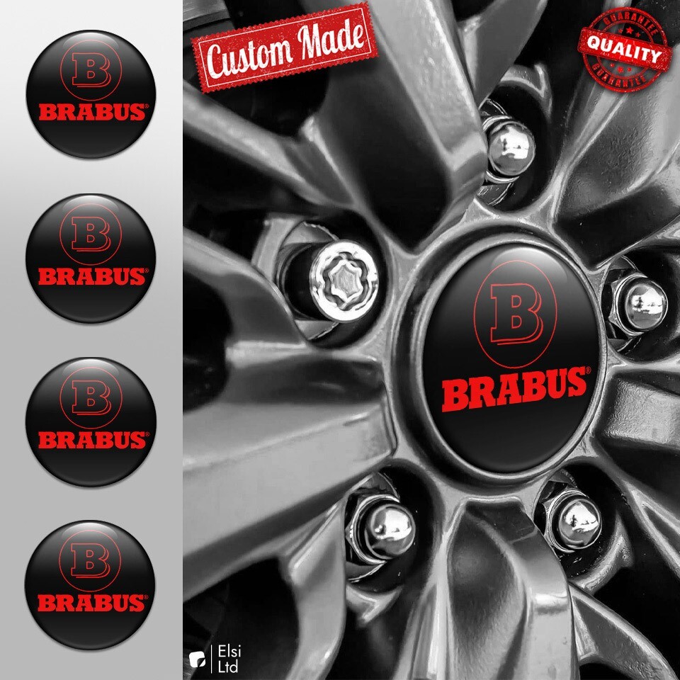 Brabus Wheel Cap Decals 4pcs Custom Rim Emblem Stickers Set  