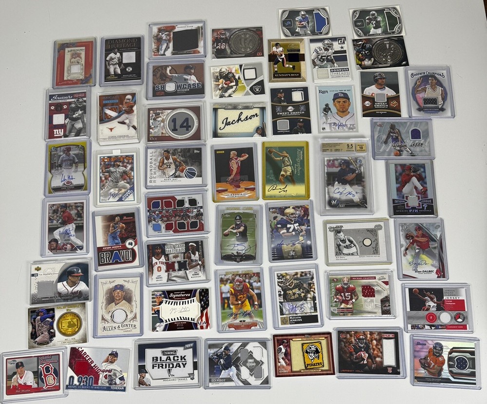 Lot (50) Rare NFL MLB NBA Auto Autograph Jersey Patch Relic Memorabilia Cards